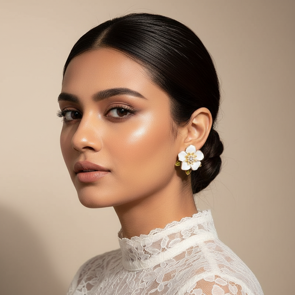 New Style Camellia Earrings for Women Light Luxury High-End Niche Gentle Elegant Flower Shaped