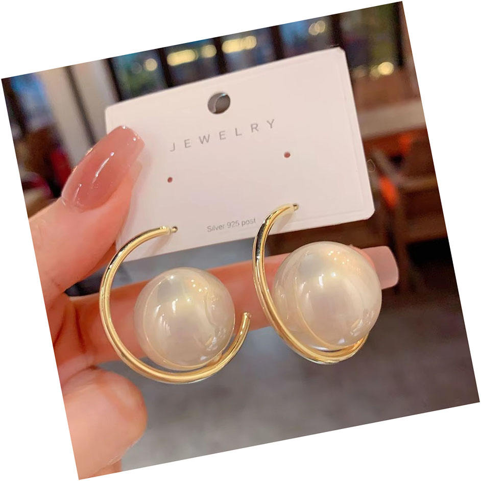 Korean Creative C-Shaped Pearl Earrings for Women Girls Fashion Trend Jewelry Accessories