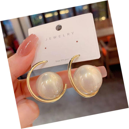 Korean Creative C-Shaped Pearl Earrings for Women Girls Fashion Trend Jewelry Accessories