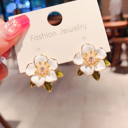 New Style Camellia Earrings for Women Light Luxury High-End Niche Gentle Elegant Flower Shaped