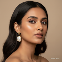 French Vintage Gold Plated Square Earrings Elegant Concave Convex Geometric Stud Earrings For Women